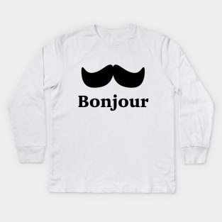 Bonjour Moustache Kids Long Sleeve T-Shirt